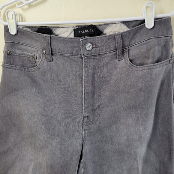 Talbots Straight Leg Ankle Jeans Plaid Hem Accent Gray Women's Size 6 - Picture 4 of 13